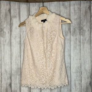 NWT J. Crew Sleeveless Lace Ruffle-Neck Top